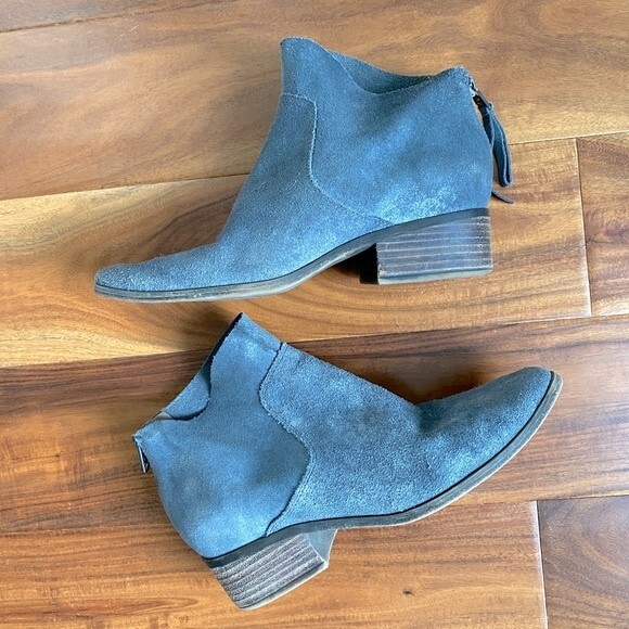 Lucky Brand Lahela Boots Soft Leather Booties 7.5 Slight Shimmer Charcoal Gray - Picture 2 of 9